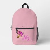 Sac À Dos Imprimé papillon rose - personnalisation (Recto)