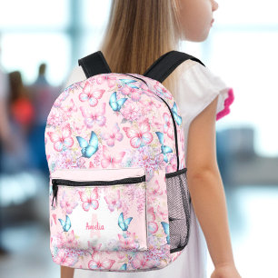 Sac À Dos Imprimé Papillon rose violet pastel Nom floral Fille