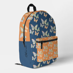 Sac À Dos Imprimé Papillon Vert Pêche Nom Modifiable