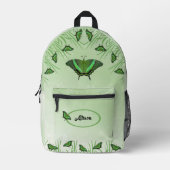Sac À Dos Imprimé Papillon vert sur vert clair - personnalisable (Recto)