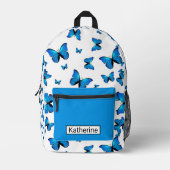 Sac À Dos Imprimé Papillons bleus de nom (Recto)