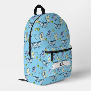 Sac À Dos Imprimé Papillons bleus et Coeurs verts