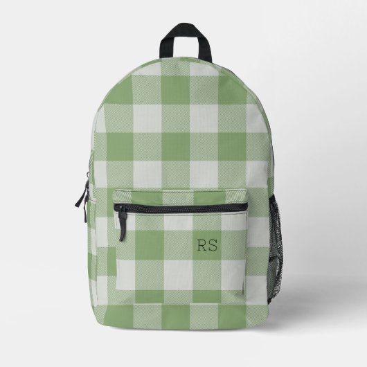 Sac À Dos Imprimé Paraphe Monogramme Vert En vichy Buffalo Check (Recto)
