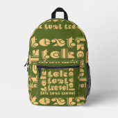 Sac À Dos Imprimé Parler texte Voyage vert (Recto)