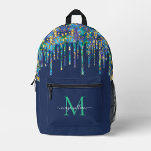 Sac À Dos Imprimé Parties scintillant d'Agate Bleu Monogramme person