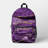 Sac À Dos Imprimé Parties scintillant en or violet Marbre Nom person (Recto)