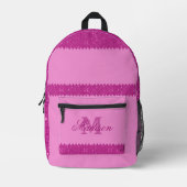 Sac À Dos Imprimé Parties scintillant rose fille zigzag, monogramme, (Recto)