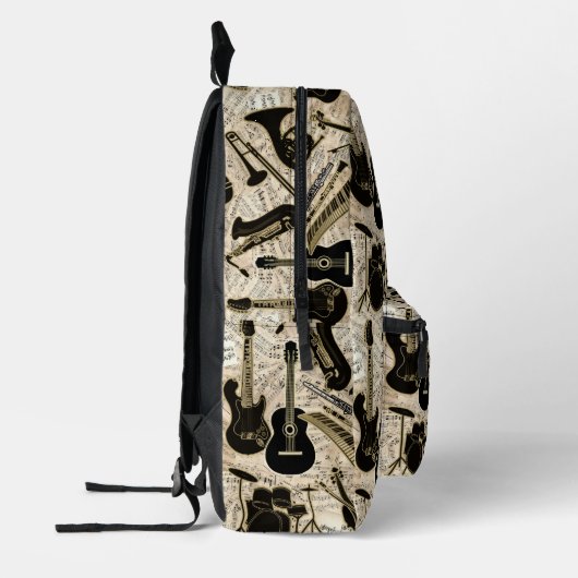 Sac À Dos Imprimé Partition et instruments Black/Gold ID481 (Gauche)