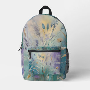 Sac À Dos Imprimé Pastel Abstrait Whispers of Nature, Grasses II