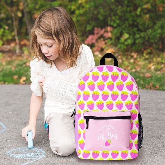 Sac À Dos Imprimé Pastel aux fraises rose