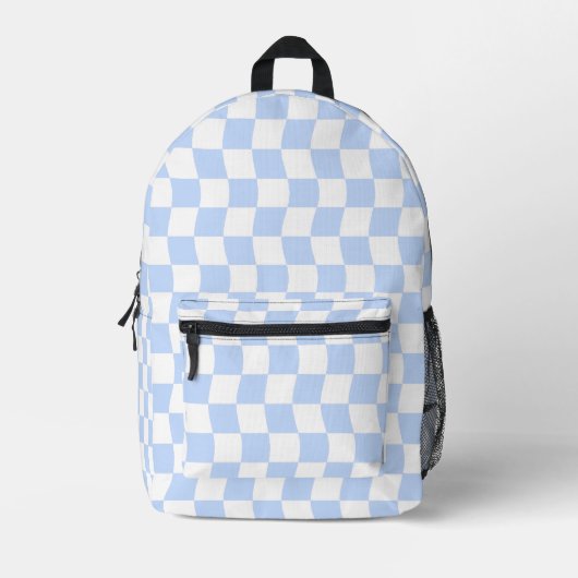 Sac À Dos Imprimé Pastel Blue White Retro Checkerboard Pattern (Recto)