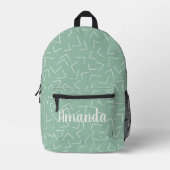 Sac À Dos Imprimé Pastel Green Géométrique Flèches Nom du monogramme (Recto)