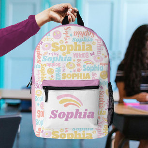 Sac À Dos Imprimé Pastel preppy smilie visages étoile nom personnali