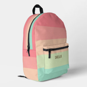 Sac À Dos Imprimé Pastel Rainbow color Personnalisé avec le nom