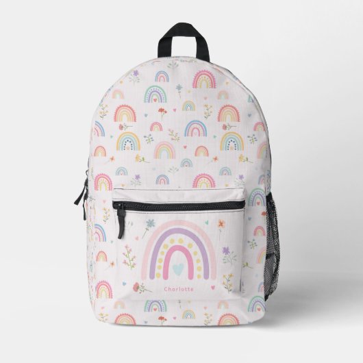 Sac À Dos Imprimé Pastel Rainbows Girly Fleurs sauvages & Hearts Sch (Recto)