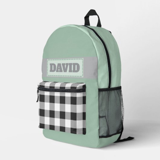 Sac À Dos Imprimé Patch brodé de monogramme pastel mignon Plaid de B (Coin arrière droit)