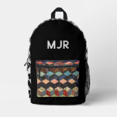 Sac À Dos Imprimé Patchwork Géométrique Diamant Monogramme Arlequin (Recto)