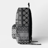 Sac À Dos Imprimé Patchwork rayé noir et blanc avec dentelle (Droite)