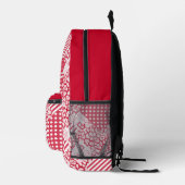 Sac À Dos Imprimé Patchwork rouge et blanc rustique (Droite)