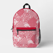 Sac À Dos Imprimé Patchwork rouge et blanc rustique (Recto)