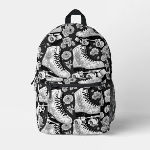 Sac À Dos Imprimé Patinage classique Roller Patins Noir Blanc