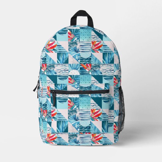 Sac À Dos Imprimé Pattern de Tropical Teal Geometric Abstract (Recto)