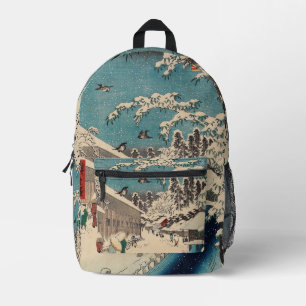 Sac À Dos Imprimé Paysage hivernal d'Hiroshige japon ukiyo-e antique