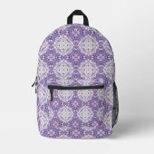 Sac À Dos Imprimé Paysley violet et blanc (Recto)