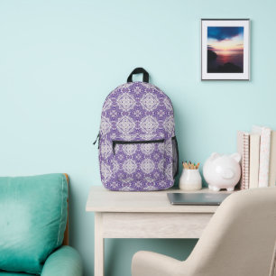 Sac À Dos Imprimé Paysley violet et blanc