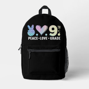 Sac À Dos Imprimé Peace Love 9th Grade Back To School Drôle