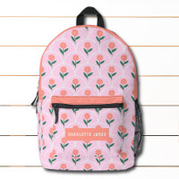 Peach moderne Floral Nom personnalisé