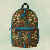 Sac À Dos Imprimé Peacock n Lanterns Persian Teal Plum Initials