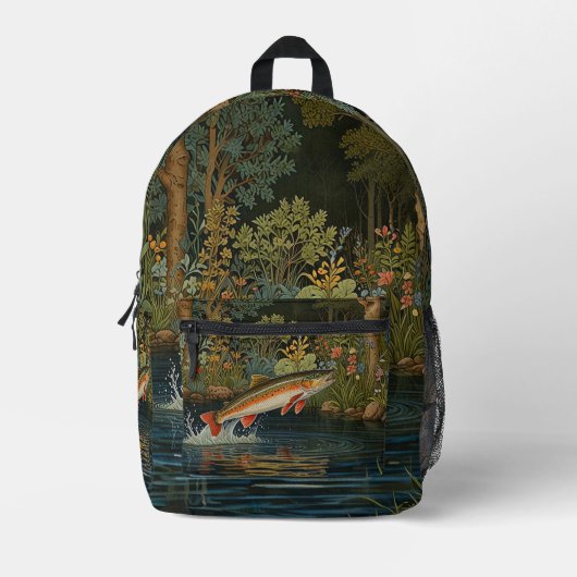 Sac À Dos Imprimé Pêche à la mouche rustique (Recto)