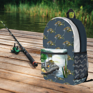 Sac À Dos Imprimé Pêche au lac rustique   Monogramme