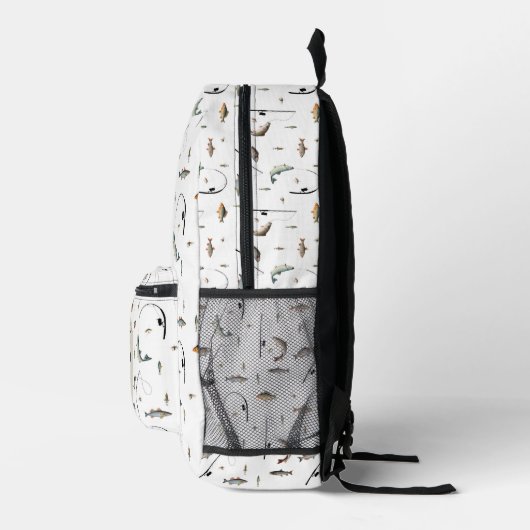 Sac À Dos Imprimé Pêche Rod & Reel Poisson Thème Pêcheur Monogramme (Droite)
