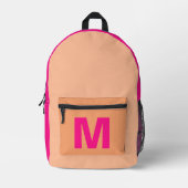 Sac À Dos Imprimé Pêche tendance et rose chaud avec nom Monogram (Recto)