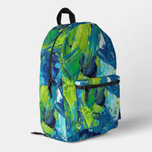 Sac À Dos Imprimé Peinture acrylique abstraite en bleu