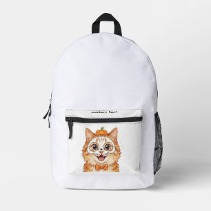 Sac À Dos Imprimé Peinture de visage de squelette mignon Chat roux H