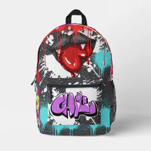 Sac À Dos Imprimé Peinture et graffiti gris rouge