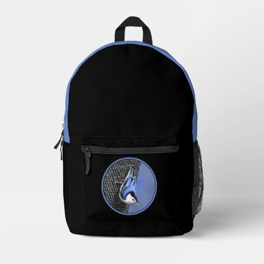 Sac À Dos Imprimé Peinture Nuthatch à poitrine blanche Art original (Recto)