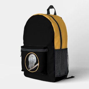 Sac À Dos Imprimé Peinture sur la Chouette neigeuse et la Lune - Art