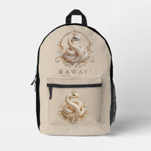Sac À Dos Imprimé Pendentif Couronne de Serpent en Cristal Beige Art