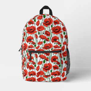 Sac À Dos Imprimé Pépites rouges dans un champ sur blanc