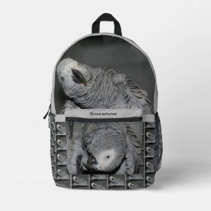 Sac À Dos Imprimé Perroquet gris d'Afrique mignon oiseau Personnalis