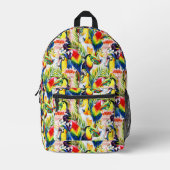 Sac À Dos Imprimé Perroquets Et Feuilles De Palmiers (Recto)