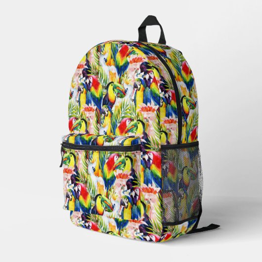 Sac À Dos Imprimé Perroquets Et Feuilles De Palmiers (Coin arrière droit)