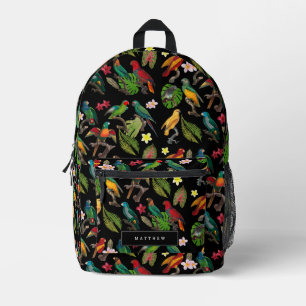 Sac À Dos Imprimé Perroquets tropicaux colorés, Feuilles et fleurs p