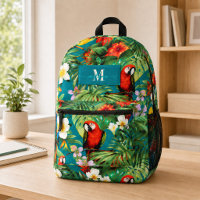 Perruches Tropicales et Fleurs Monogramme Nom Pers