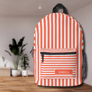 Sac À Dos Imprimé Persimmon blanc Vintage strié Nom