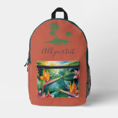 Sac À Dos Imprimé Personalised Tropical Backpack – Custom Name text  (Recto)